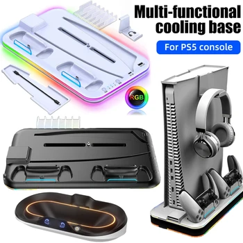 Игровые аксессуары для PS5, Вертикальная подставка, охлаждающая станция с RGB-подсветкой, охлаждающий вентилятор, Двойные контроллеры, Зарядное устройство для Playstation 5