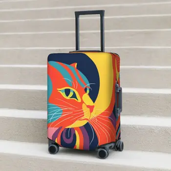 Чехол Для чемодана Cat В стиле неофовизма Для путешествий и Отдыха Эластичный Протектор Для багажа