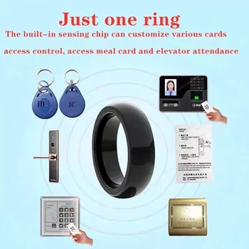 НОВАЯ двухчиповая зашифрованная карта доступа, черное кольцо, кольцо для лифта посещаемости, NFC-индуктивный замок отпечатков пальцев, ID CUID, Универсальная карта