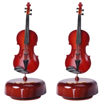 Музыкальная шкатулка для скрипки 2X, вращающееся музыкальное основание, инструмент для классической музыки, подарок для мальчиков и девочек на День рождения и Рождество