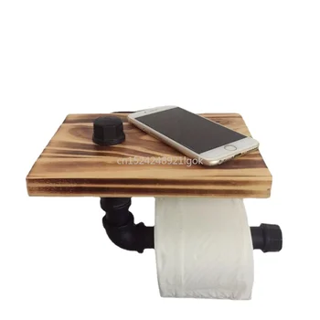 Новый стиль Ретро Железный держатель для туалетной бумаги Деревянный держатель для салфеток для ванной комнаты Полка Настенный Держатель для бумаги Подставка для держателя туалетной бумаги