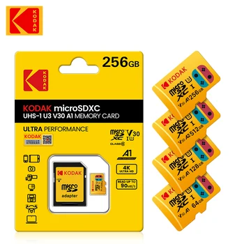 Kodak Micro SD Card U3 V30 4K Высокоскоростная 512GB 256GB 128GB SDXC microSD C10 TF Карта С SD-Адаптером Бесплатная Доставка