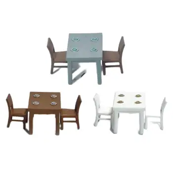 набор настольных стульев 3x 1/87 HO, микро Пейзаж, мини-мебель, макет железной дороги, Сказочный сад с подносом для еды, Декорации Диорамы