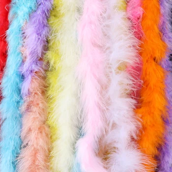 13-Граммовое окрашенное красочное боа из перьев индейки, 2-метровый пушистый декоративный шарф из перьев с лентой, аксессуар для шитья свадебного платья