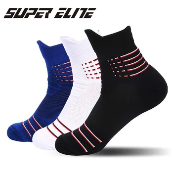 Мужские качественные хлопковые носки для спорта на открытом воздухе, носки для бега, скалолазания, велоспорта, нескользящие амортизирующие элитные баскетбольные носки SKG009