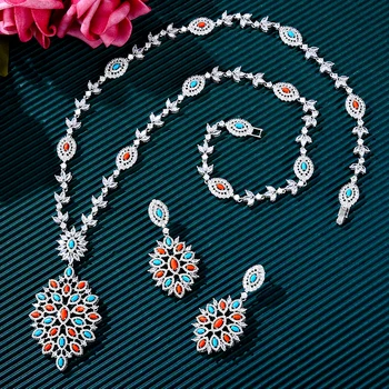 GODKI Новый модный комплект ювелирных изделий из ОАЭ из 2 предметов для женщин, свадебная вечеринка, Индийский Дубай, Ожерелье для новобрачных, Серьги, комплекты ювелирных изделий