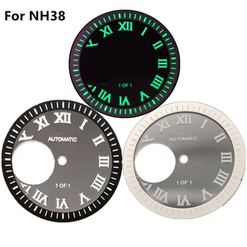 Сменный 28,5 мм прозрачный полый циферблат часов с зеленой подсветкой, модифицированный для механического часового механизма NH38, Аксессуары из акрила