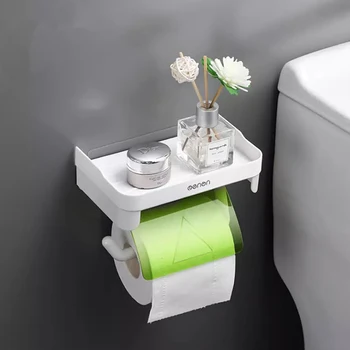 Пластиковый держатель для рулонной бумаги, водонепроницаемый настенный держатель для туалетной бумаги Без сверла, Органайзер для салфеток, аксессуары для ванной комнаты