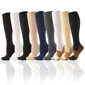 Мужские и женские компрессионные носки с однотонным рисунком для лечения варикозного расширения вен, подошвенного фасциита, Компрессионные длинные носки, носки для ног, сжимающие носки