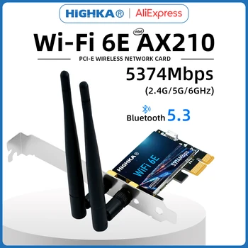Wi-Fi 6E intel AX210 PCIe Wifi Карта 2,4 G/5G/6 ГГц 5374 Мбит/с PCI Express Беспроводные Сетевые Карты Bluetooth 5,3 WiFi Адаптер для ПК
