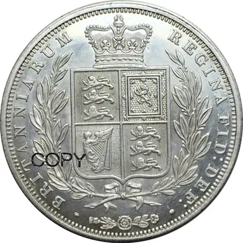 Великобритания 1/2 короны 1851 года Victoria Young Head Crown 90% серебряные копировальные монеты