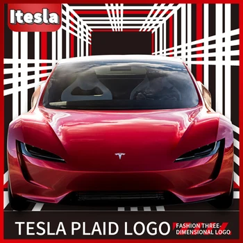 Аксессуары для автомобильных наклеек с логотипом в клетку 2023, наклейки с хвостовой биркой, металлическая наклейка с надписью Tail Tag 2022 для Tesla Model 3 Y S X 