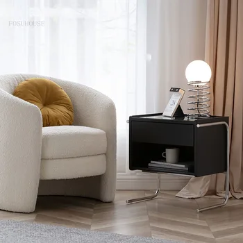 Скандинавские черные тумбочки Минималистичная мебель для спальни креативный прикроватный столик для хранения вещей Современный журнальный столик для дивана в гостиной