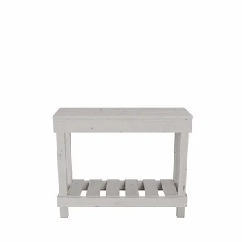 Плетеные дорожки, маленький диван-столик из восстановленного дерева, белый