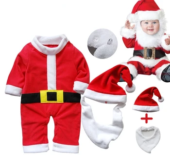 Рождественская одежда для выступлений Санта-Клауса, осенне-зимний хлопковый мягкий комбинезон для фотосессии новорожденных, детская одежда для мальчиков и девочек