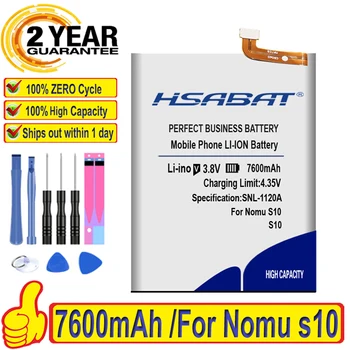 100% Аккумулятор HSABAT емкостью 7600 мАч для Nomu S10