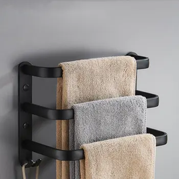Вешалка для полотенец Настенная вешалка для полотенец для ванной комнаты Алюминиевая черная вешалка для полотенец Матовый черный держатель для полотенец