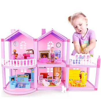 DIY Кукольный Дом Принцесса Кукольные Домики Для Куклы LOL Вилла Замок С Мебелью Моделирование Мечта Девушки Игрушка для Детей