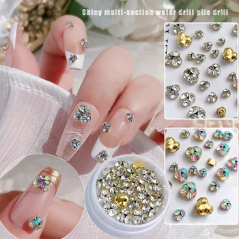 20шт, Бриллиантовый кристалл для ногтей, горный хрусталь, 3D Белый/AB цвет, сверло с ворсом, бриллиантовый блеск для ногтей, украшения для ногтей DIY