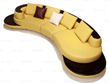 диван из натуральной кожи высшего качества из коровьей кожи, угловой диван для гостиной, мебель для дома, дугообразный диван из массива дерева в современном стиле