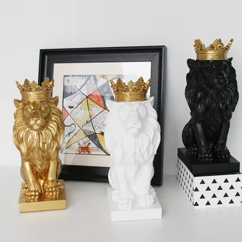 Скандинавская корона скульптура льва аксессуары для украшения дома настольная статуя льва из смолы модель ремесла украшение дома современное