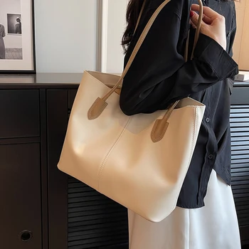 Модные Женские сумки на одно плечо для поездок на работу, повседневные Простые женские сумки из искусственной кожи большой емкости, Однотонные дорожные сумки для путешествий
