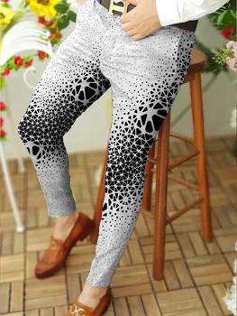 2023 Новые модные мужские брюки Smart Casual с рисунком в горошек, брюки для бега трусцой со средней талией, повседневные брюки для бега трусцой для костюма, брюки для бега трусцой