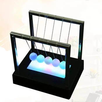 Развивающие игрушки Newtons Cradle со светодиодной подсветкой Kinetic Energy Home Office Science Toys Home Decor Со светодиодными украшениями Newtons Cradle