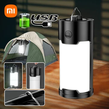 Портативные аварийные фонари XIAOMI Перезаряжаемый светодиодный фонарь для кемпинга, лампа для палатки с крючком для рыбалки, фонари на батарейках 18650