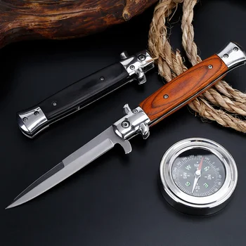 Новый Складной нож из нержавеющей стали 3CR13MOV с красочной деревянной ручкой, Острый охотничий тактический нож, Многофункциональный инструмент для кемпинга и рыбалки