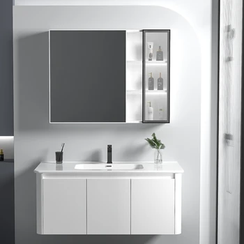 Утолщенный алюминиевый керамический цельный умывальник, шкаф для ванной комнаты, комбинированный столик для ванной комнаты, закругленные углы