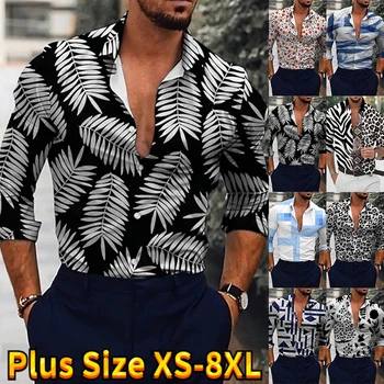 Роскошная мужская рубашка с цветочным повседневным принтом, однобортная рубашка, новая трендовая рубашка, мужская рубашка, топы для выпускного вечера, мужская одежда XS-8XL