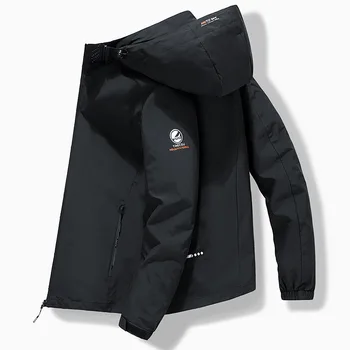 Весенне-осенние модные куртки для мужчин, обычные пальто с длинным рукавом, мужская куртка, однотонная повседневная куртка-бомбер с капюшоном, мужское пальто