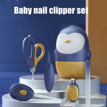 5 шт. /компл. Наборы для ухода за ногтями в виде пингвинов, детские медицинские наборы, защитные ножницы для новорожденных, кусачки для ногтей, детский триммер для ногтей
