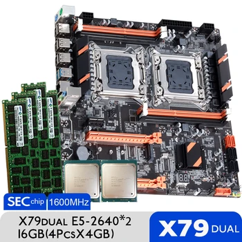 Комплект материнской платы Atermiter X79 с двумя процессорами и 2 × Xeon E5 2640 4 × 4 ГБ = 16 ГБ 1600 МГц PC3 12800 DDR3 ECC REG Memory