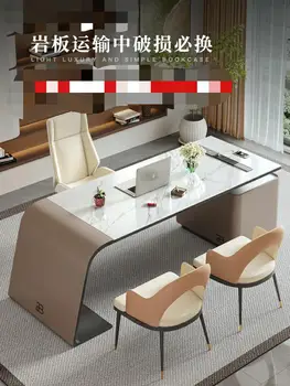 Итальянский минималистичный письменный стол, дизайнерский стол высокого класса, современная роскошная комбинация домашнего офисного стола и стула boss