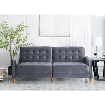 Квадратные подлокотники\ Современный диван-кровать с бархатной обивкой (78 