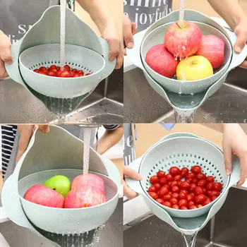 Большая двойная корзина для слива воды в умывальнике, креативная тарелка для фруктов, пластиковая кухня, фруктовый артефакт для домашнего мытья