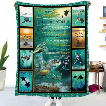 Подарок для 3D-печати для моей дочери, фланелевое одеяло серии Sea Turtle Home tTxtile, Мечтательный подарок на день рождения, одеяло 150x200 см