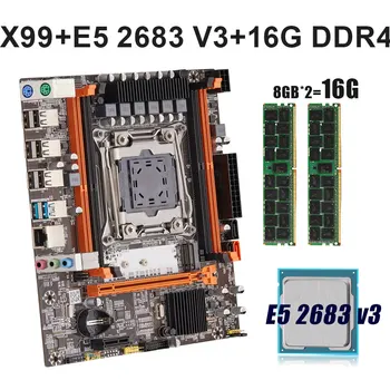 Материнская плата X99 Xeon E5 2683 V3 И 2 * 8 ГБ DDR4 2133 МГЦ ECC REG RAM Память Поддерживают NVME M.2 USB3.0 SATA3.0 PCIE 16X