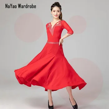2021 Новинка 9009, женское платье для латиноамериканских танцев с V-образным вырезом и коротким рукавом, женские платья для современных танцев живота