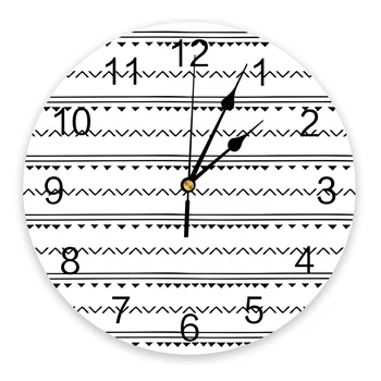 Бохо Геометрические полосы Треугольник Настенные часы для спальни Большая современная кухня Столовая Круглые настенные часы Часы для гостиной Домашний декор