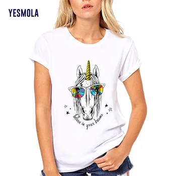 Женская футболка YESMOLA Unicorn в очках 