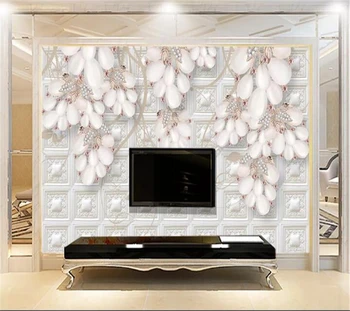 wellyu Обои на заказ из папье-маше Современная эстетичная стена, сплошная трехмерная роскошная цветочная стена из папье-маше behang