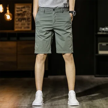 Мужские Свободные Повседневные Хлопчатобумажные Прямые шорты, мужские Короткие брюки длиной до колен, Модная Уличная Одежда
