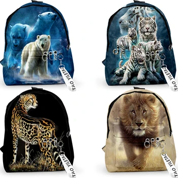3D Рюкзак с волком, женские школьные сумки с животными, Лев, Тигр, мультяшные сумки для девочек-подростков, сумка для книг с принтом милой собаки, Женская переносная сумка для путешествий