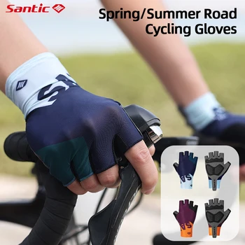 Летние дорожные перчатки Santic без пальцев, Высокоэластичные мягкие велосипедные перчатки с амортизацией, износостойкие Велосипедные перчатки Мужские Женские
