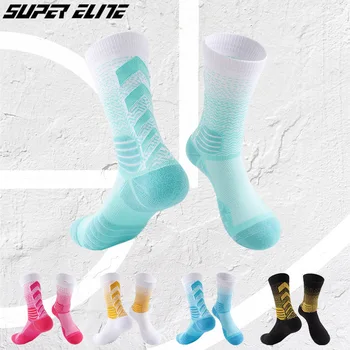 Баскетбольные носки Футбольные носки с градиентным покрытием, элитные утепленные игровые универсальные спортивные носки