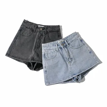 2023 Женские юбки-шорты с высокой талией, 5 однотонных летних женских повседневных шорт, джинсовые