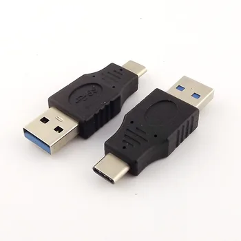 10x Штекер USB 3.0 A от мужчины к USB 3.1 Тип C Штекер для синхронизации данных Источник питания Адаптер от мужчины к мужчине Конвертер Черный